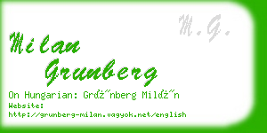 milan grunberg business card